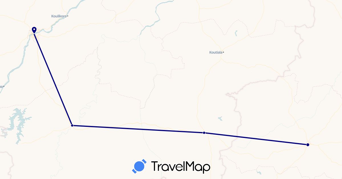 TravelMap itinerary: driving in Burkina Faso, Mali (Africa)